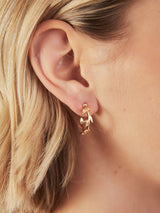 Women's Gold Small Leaf Hoop Earrings