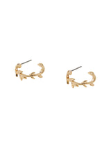Women's Gold Small Leaf Hoop Earrings