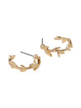 Women's Gold Small Leaf Hoop Earrings