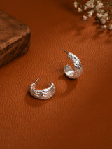 Women's Silver Molten Hoop Earrings
