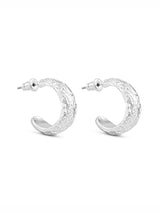 Women's Silver Molten Hoop Earrings
