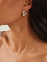 Women's Gold Pave Jewel Hoop Earrings