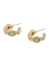 Women's Gold Pave Jewel Hoop Earrings