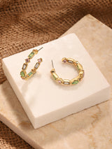Women's Multi Eclectic Stone Hoop Earrings