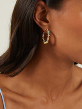 Women's Multi Eclectic Stone Hoop Earrings