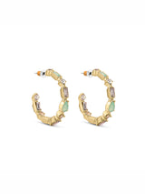 Women's Multi Eclectic Stone Hoop Earrings