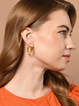 Women's Gold Textured Circle Hoop Earrings