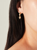 Women's Gold Triple Heart Drop Earrings