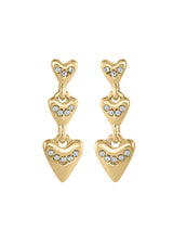 Women's Gold Triple Heart Drop Earrings