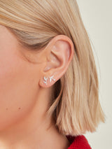 Women's Silver Swallow Stud Earrings - Set of 3