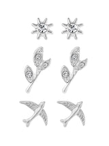 Women's Silver Swallow Stud Earrings - Set of 3