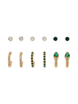 Women's Multi Gemstone Stud and Hoop Earrings - Set of 6