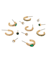 Women's Multi Gemstone Stud and Hoop Earrings - Set of 6