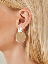 Women's Gold Big Disc Short Drop Earrings