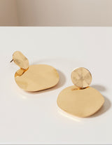 Women's Gold Big Disc Short Drop Earrings