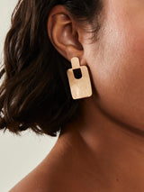 Women's Gold Brushed Square Drop Earrings
