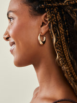 Women's Gold Chunky Curve Drop Hoop