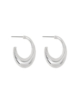 Women's Silver Chunky Curve Drop Hoop