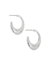 Women's Silver Chunky Curve Drop Hoop