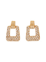 Women's Gold Diamante Square Doorknocker Earrings