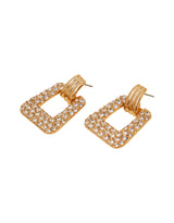 Women's Gold Diamante Square Doorknocker Earrings