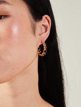 Women's Black Eclectic Stone Hoop Earrings