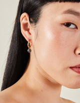 Women's Gold Gemstone Studs and Hoop Earrings - Set of 6