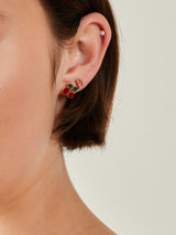 Women's Red Fruity Stud Earrings - Set of 3