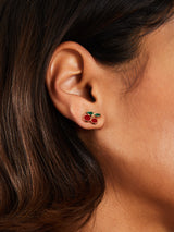 Women's Red Fruity Stud Earrings - Set of 3
