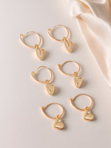 Women's Gold Heart Hoop Earrings - Set of 3