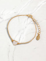 Women's Moonstone Pearl Heart Bracelet