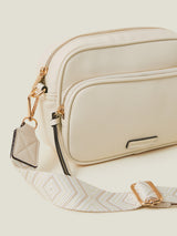 Women's Cream Casual Self Design Sling Bag