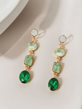 Women's Green Long Gemstone Drop Earrings