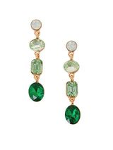 Women's Green Long Gemstone Drop Earrings