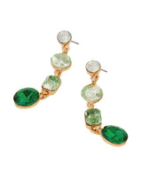 Women's Green Long Gemstone Drop Earrings