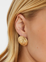Women's Gold Brushed Swirl Statement Earrings Gold