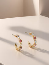 Women's Mini Gemstone Hoop Earrings Pink