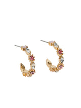 Women's Mini Gemstone Hoop Earrings Pink