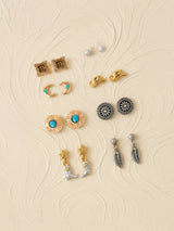 Women's Multi Cowboy Stud Earrings - Set of 8