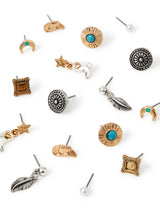 Women's Multi Cowboy Stud Earrings - Set of 8