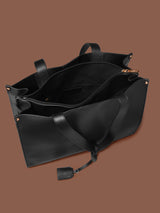 Women's Black Casual Solid Tote Bag