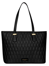 Women's Black Casual Quilted Tote Bag