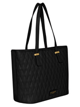 Women's Black Casual Quilted Tote Bag
