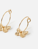 Women's Gold Butterfly Hoop Earring - Set of 3
