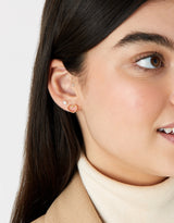 Women's Gold Heart Stud Earring - Set of 3