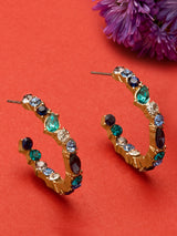 Women's Blue Harvest Eclectic Stones Hoop Earring