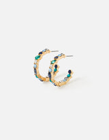 Women's Blue Harvest Eclectic Stones Hoop Earring