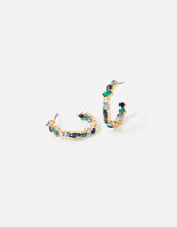 Women's Blue Harvest Eclectic Stones Hoop Earring