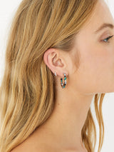 Women's Blue Harvest Eclectic Stones Hoop Earring