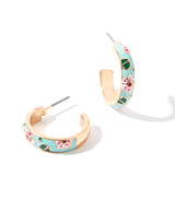 Women's Romantic Ramble Blue Enamel Flower Hoop Earring